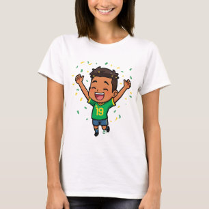 かわいい幸せな少年 女性用Tシャツ 面白い子供キャラ Tシャツ