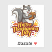 かわいい幸せな感謝祭リスクラシックルTシャツ シール (シート)