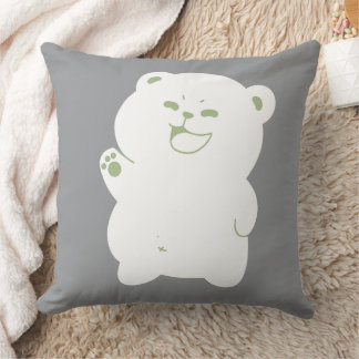 かわいい幸せな手を振るクマのデジタルイラスト クッション