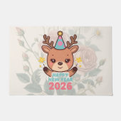 かわいい幸せな新年2026年ようこそドアマット ドアマット (正面)