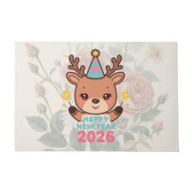 かわいい幸せな新年2026年ようこそドアマット
