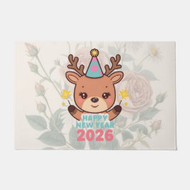 かわいい幸せな新年2026年ようこそドアマット ドアマット