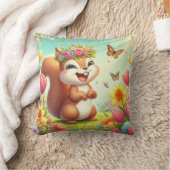 かわいい幸せな春リス クッション (ブランケット)