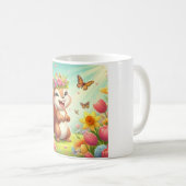かわいい幸せな春リス コーヒーマグカップ (正面右)