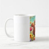 かわいい幸せな春リス コーヒーマグカップ (左)