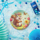 かわいい幸せな春リス ペーパープレート (パーティー)