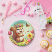 かわいい幸せな春リス ペーパープレート (パーティー)