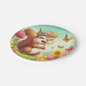 かわいい幸せな春リス ペーパープレート (アングル)