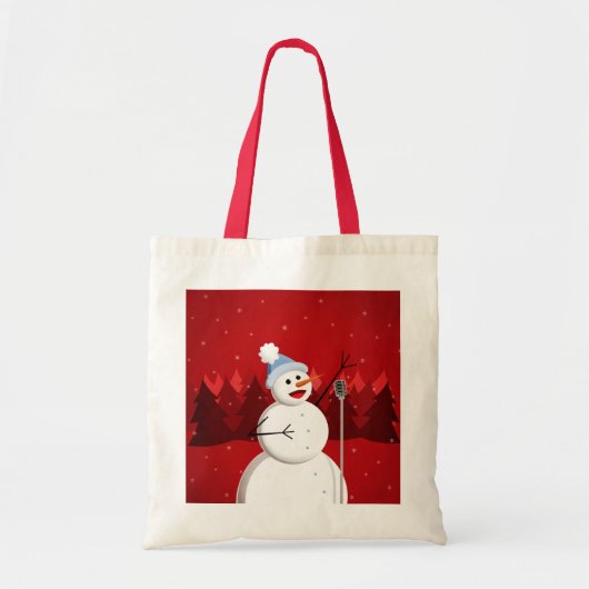 かわいい幸せな歌雪だるまクリスマス トートバッグ (正面)
