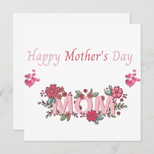 かわいい幸せな母の日の母 サンキューカード (正面/裏面)