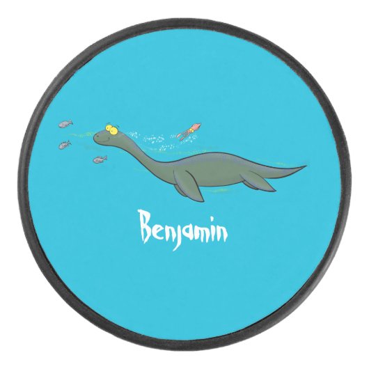 かわいい幸せな海の怪物プレシオサーアニメ アイスホッケーパック (正面)