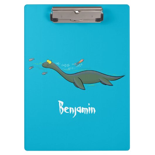 かわいい幸せな海の怪物プレシオサーアニメ クリップボード (正面)