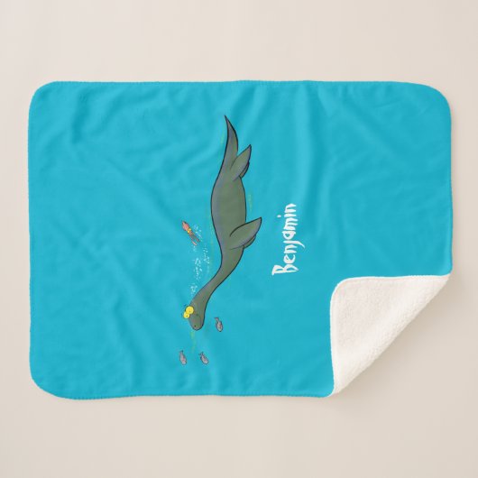 かわいい幸せな海の怪物プレシオサーアニメ シェルパブランケット (正面(横))