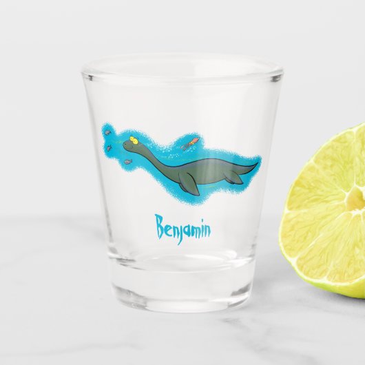 かわいい幸せな海の怪物プレシオサーアニメ ショットグラス (正面)
