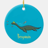 かわいい幸せな海の怪物プレシオサーアニメ セラミックオーナメント (裏面)