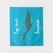 かわいい幸せな海の怪物プレシオサーアニメ タペストリー (正面)