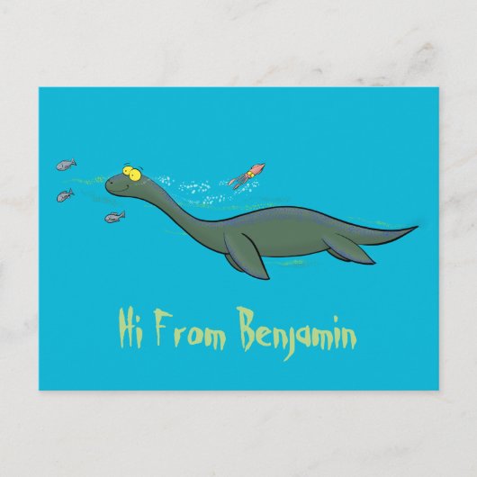 かわいい幸せな海の怪物プレシオサーアニメ ポストカード (正面)