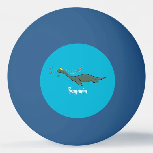 かわいい幸せな海の怪物プレシオサーアニメ 卓球ボール (正面)