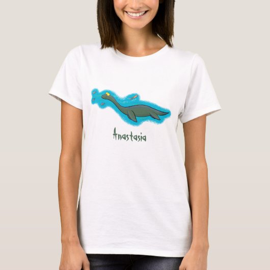 かわいい幸せな海の怪物プレシオサーアニメ Tシャツ (正面)