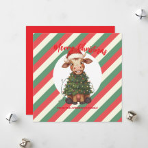 かわいい幸せな牛のクリスマスツリー子牛のオスのXmasのチェック柄