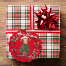かわいい幸せな牛クリスマスツリー子牛オックスXmasパターン