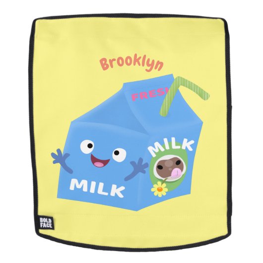 かわいい幸せな牛乳パッケージのキャラクターアニメ バックパック (取り外し可フェース)