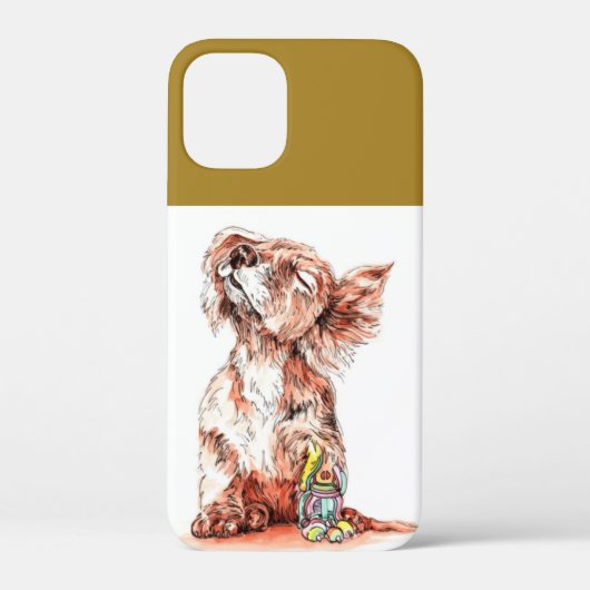 かわいい幸せな犬のアートスケッチ グラフィック 保護 Case-Mate iPhoneケース (裏面)