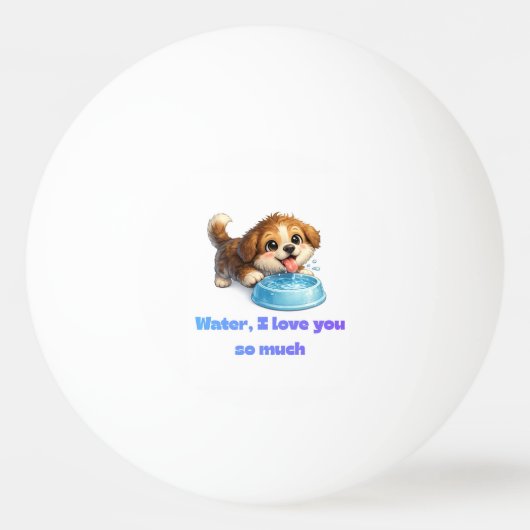 かわいい幸せな犬の水愛好家のインスピレーショナルデザイン 卓球ボール (正面)