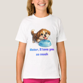 かわいい幸せな犬の水愛好家のインスピレーショナルデザイン Tシャツ