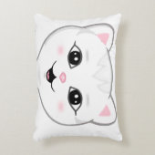 かわいい幸せな白猫の顔 アクセントクッション (正面(垂直))
