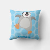 かわいい幸せな皇帝ペンギンのシックな漫画 クッション (裏面)