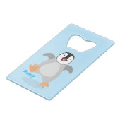 かわいい幸せな皇帝ペンギンのシックな漫画 クレジットカード栓抜き (正面アングル)