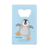 かわいい幸せな皇帝ペンギンのシックな漫画 クレジットカード栓抜き (裏面)