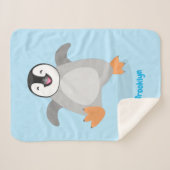 かわいい幸せな皇帝ペンギンのシックな漫画 シェルパブランケット (正面(横))