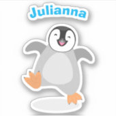 かわいい幸せな皇帝ペンギンのシックな漫画 シール (正面)