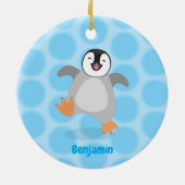 かわいい幸せな皇帝ペンギンのシックな漫画 セラミックオーナメント (裏面)