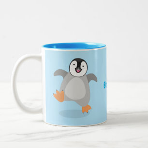 かわいい幸せな皇帝ペンギンのシックな漫画 ツートーンマグカップ