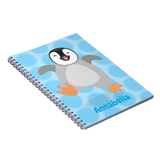 かわいい幸せな皇帝ペンギンのシックな漫画 ノートブック (右側)