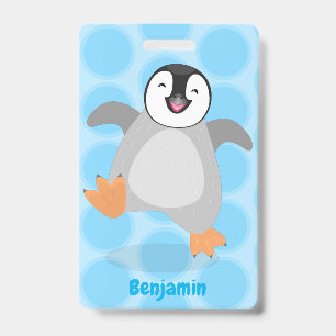 かわいい幸せな皇帝ペンギンのシックな漫画 バッジ