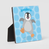 かわいい幸せな皇帝ペンギンのシックな漫画 フォトプラーク (正面)