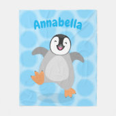 かわいい幸せな皇帝ペンギンのシックな漫画 フリースブランケット (正面)