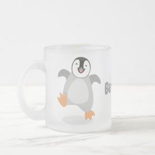 かわいい幸せな皇帝ペンギンのシックな漫画 フロストグラスマグカップ