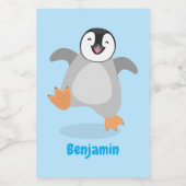 かわいい幸せな皇帝ペンギンのシックな漫画 フードラベル (シングルラベル)