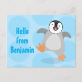 かわいい幸せな皇帝ペンギンのシックな漫画 ポストカード (正面)