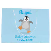 かわいい幸せな皇帝ペンギンのシックな漫画 ラージペーパーバッグ (裏面)