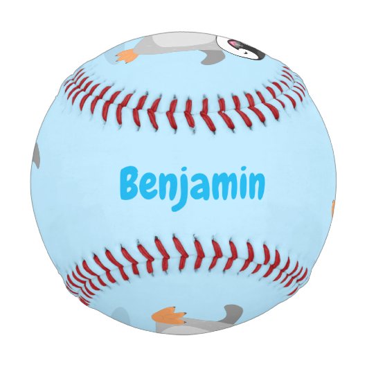 かわいい幸せな皇帝ペンギンのシックな漫画 野球ボール (正面)