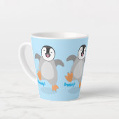 かわいい幸せな皇帝ペンギンの赤ちゃんの漫画 カフェラテマグ (左アングル)