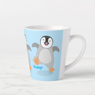 かわいい幸せな皇帝ペンギンの赤ちゃんの漫画 カフェラテマグ