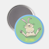 かわいい幸せな笑顔のウサギの漫画 マグネット (正面/裏面)