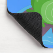 かわいい幸せな笑顔のグリーンカエル漫画イラストレーション マウスパッド (コーナー)